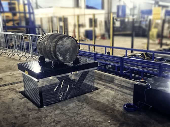 translyft ATEX lifting table with barrel